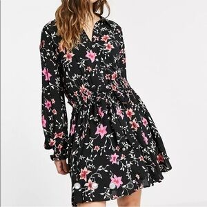 Free People Lighten Up floral mini dress in black